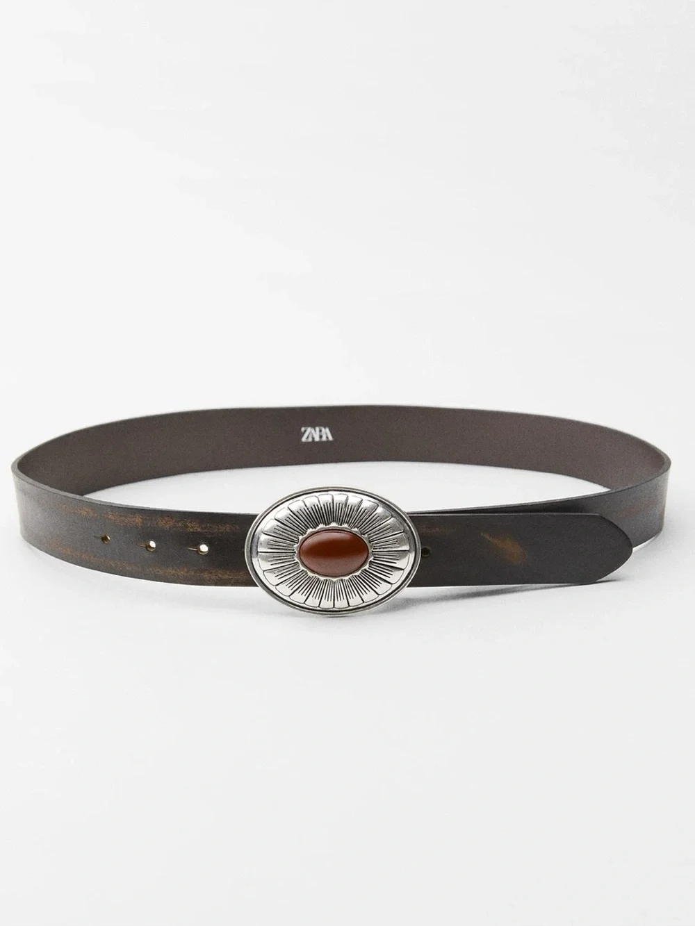 Zara Leather Belt with Hewn Buckle